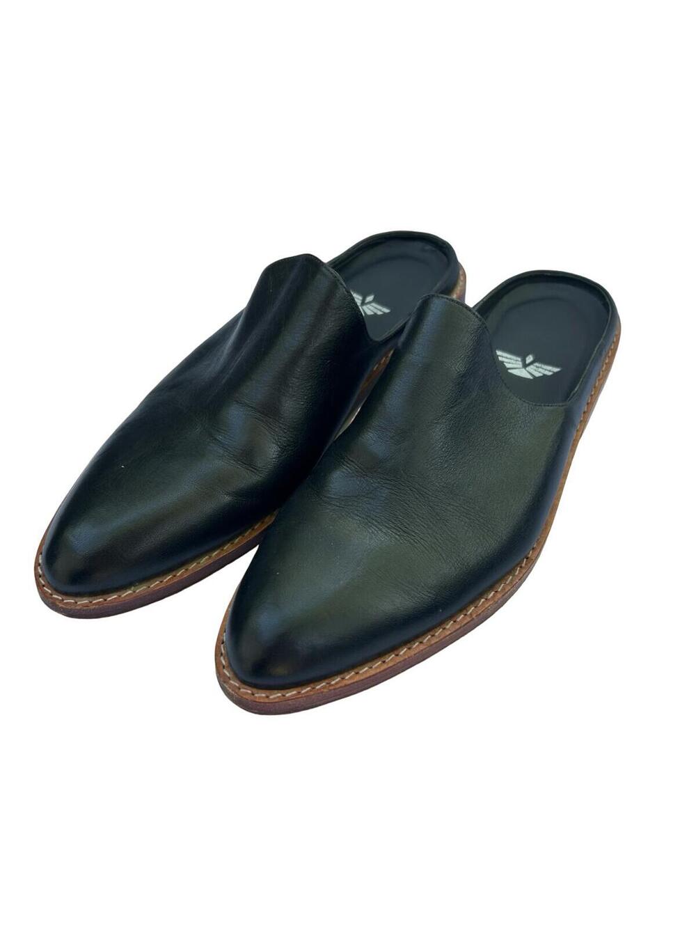 Black Leather Pointed Toe Mule Flats Made in Peru Vero Cuero Womens 37‎ - Picture 2 of 9